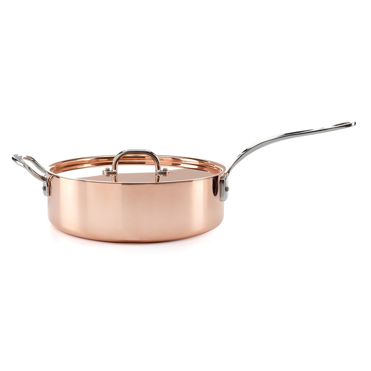 Traktørpanne i kobber med lokk 26cm